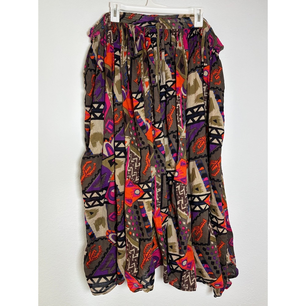 Huntington Ridge Vintage 90s Cotton Abstract Geometric Midi Skirt Large India